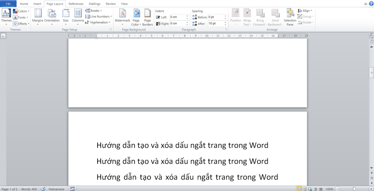 Hướng dẫn tạo ngắt trang trong Word